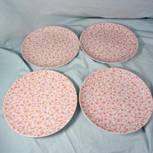 FOUR Donghia pink confetti salad appetizer plates (w1355)